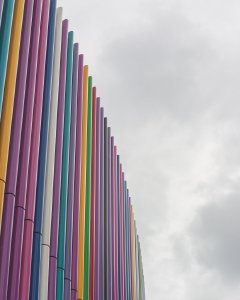 Coloured pipes at Liverpool One