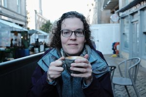 Laura with coffee