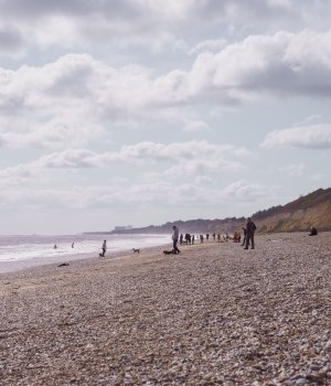 The people on the beach near Sizewell B/