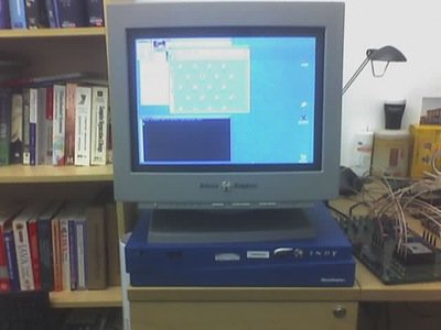 A Silicon Graphics Indy computer sits on a desktop.