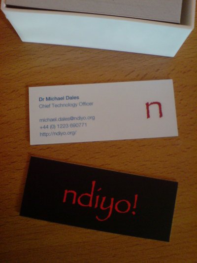 Some half size business cards, that process me to be the Chief Technology Office of ndiyo.org