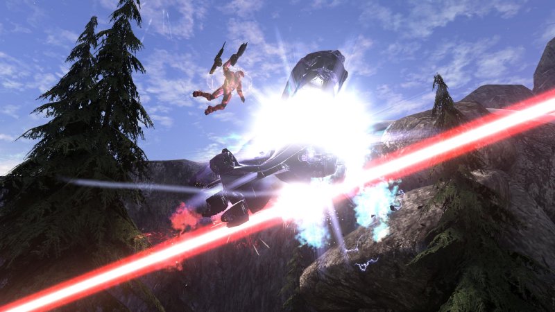 A screenshot of a spaceship being blown up in a videogame